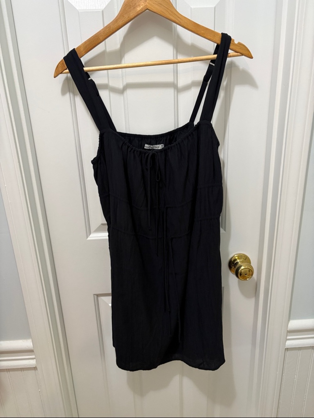Abercrombie & Fitch Black tiered tie front mini sundress MP